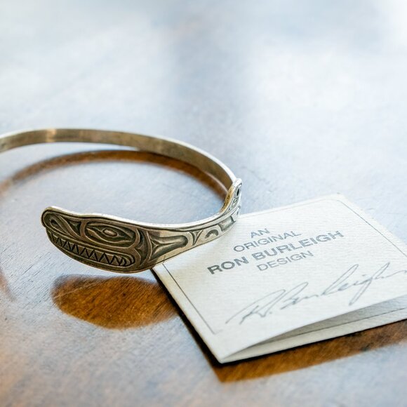 WEST COAST ART RON BURLEIGH NATIVE STYLE MEN OR WOMEN STERLING BRACELET CUFF - Picture 3 of 3